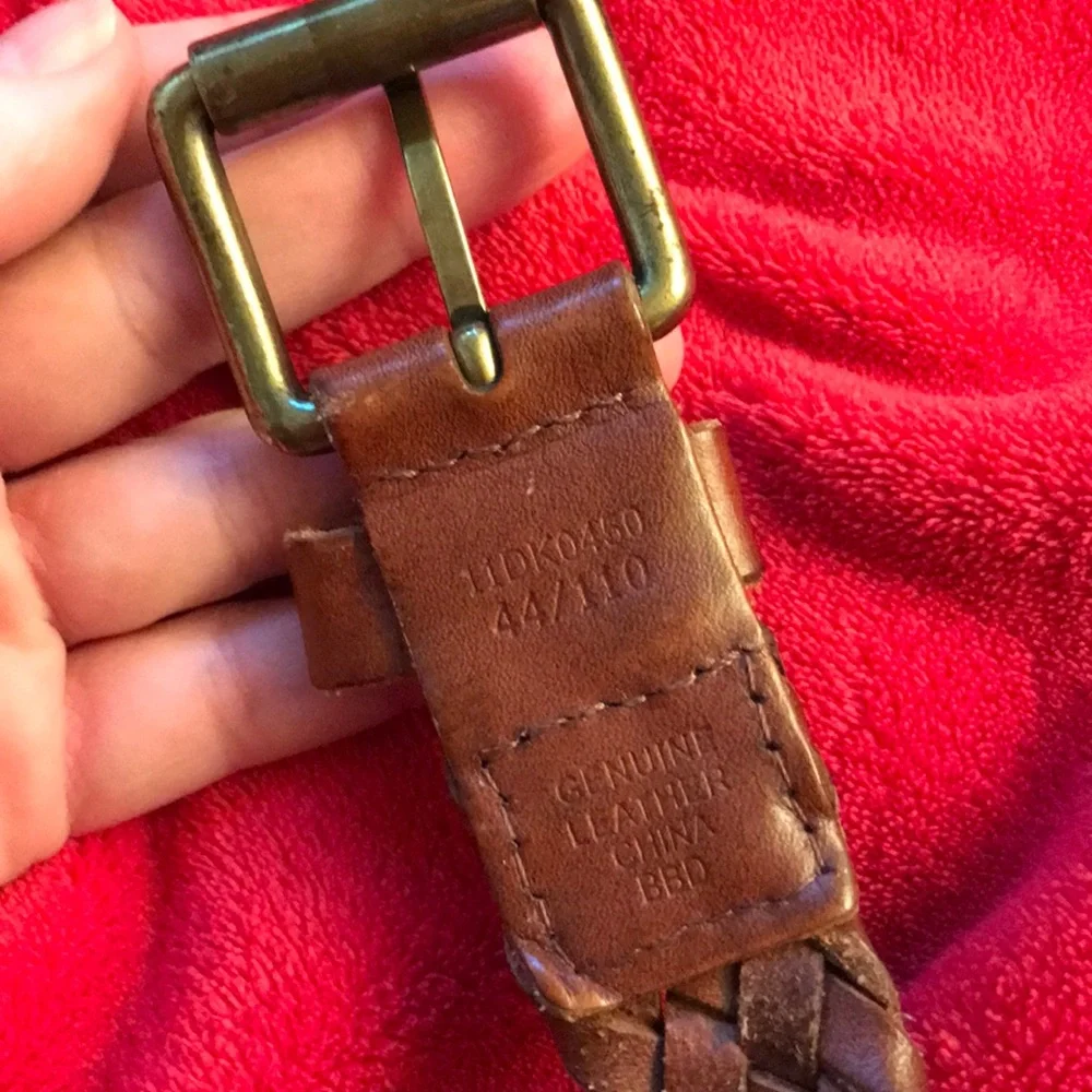 Dockers Y2K size 44 men’s woven braided leather belt brass buckle vintage 90s
